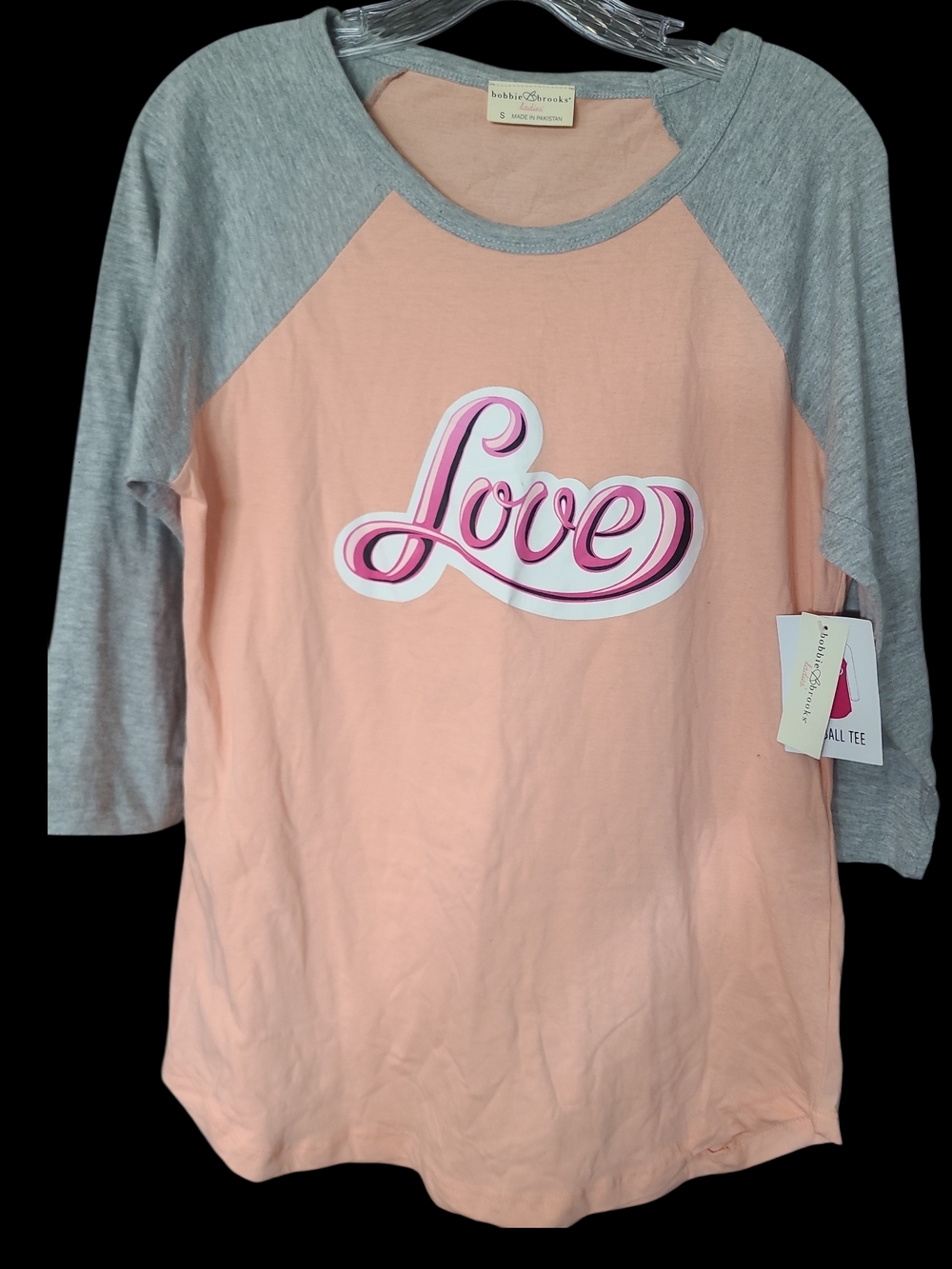 Bobbie Brooks Peach Tee with Gray Trim